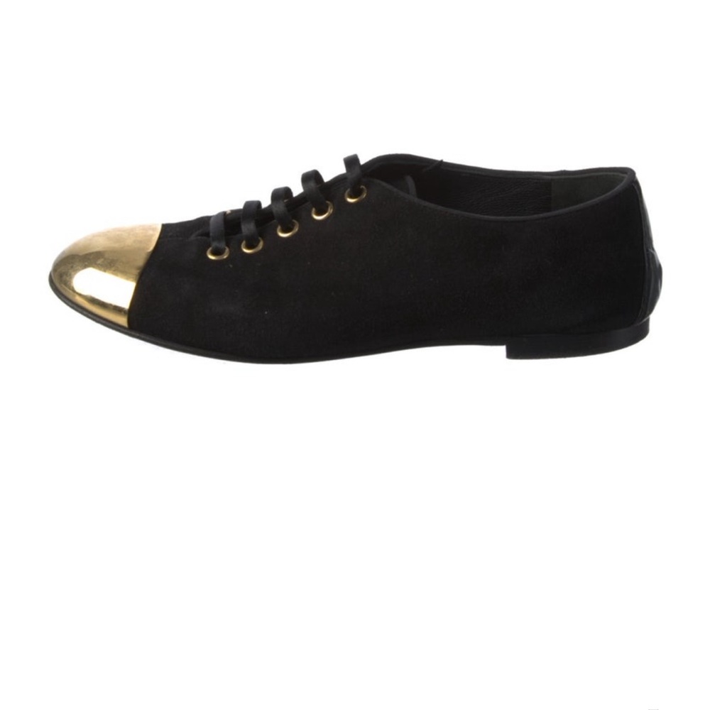 Giuseppe Zanotti Dalia oxford shoes black suede gold toe-caps Size 36/6 MSRP$750 - Picture 2 of 11